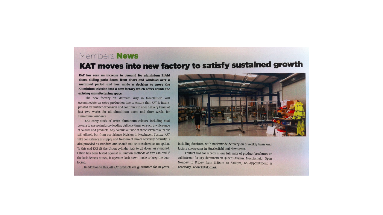 KAT moves into new factory to satisfy sustained growth